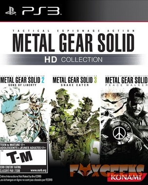 Capa da coleção Metal Gear Solid HD para PS3 com três jogos e classificação ESRB.