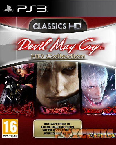 Capa do jogo Devil May Cry HD Collection para PS3 com imagens dos personagens principais e logos.