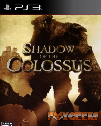Capa do jogo Shadow of the Colossus para PS3 com imagem de um gigante colosso.