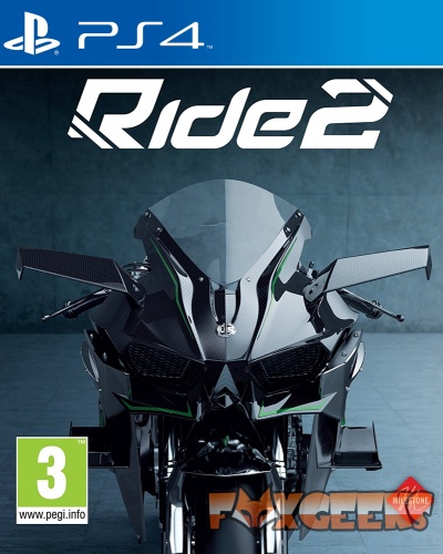 Capa de jogo PlayStation 4 Ride 2 com mota desportiva preta e cinzenta