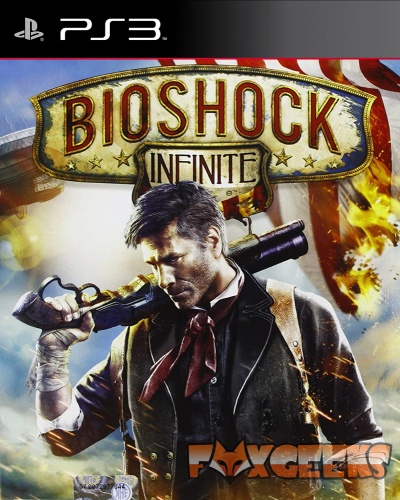 Capa do jogo BIOSHOCK INFINITE para PS3 com personagem masculino e fundo de fogo