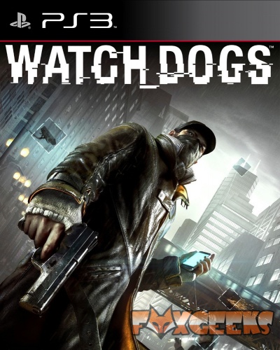 Capa do jogo Watch Dogs para PS3 com personagem armado em fundo urbano