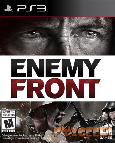 Capa do jogo PS3 Enemy Front com soldados em combate e close de rosto