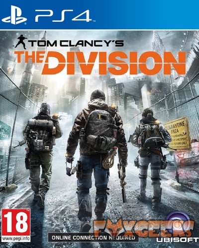 Capa do jogo PS4 Tom Clancy's The Division com três soldados de costas numa rua urbana cinzenta