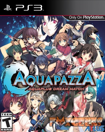 Capa do jogo Aquapazza para PS3 com várias personagens de anime em fundo azul aquático.