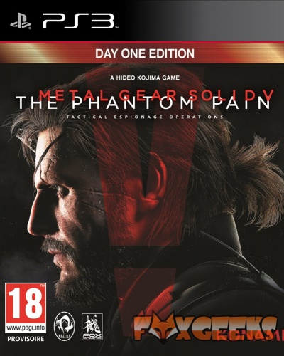 Capa do jogo PS3 Metal Gear Solid V The Phantom Pain edição Day One com imagem lateral de homem