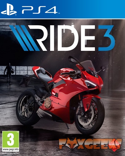 Capa do jogo RIDE 3 para PS4 com mota desportiva vermelha