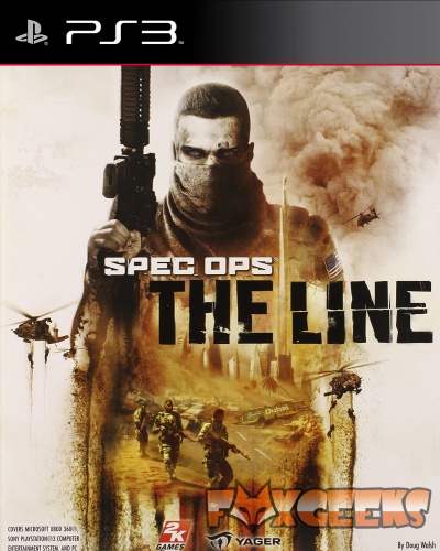 Capa do jogo Spec Ops The Line para PS3 com soldado armado e fundo de explosão