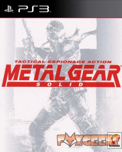 Capa do jogo Metal Gear Solid PS3 com personagem armada e texto vermelho