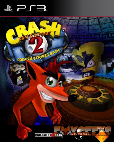Capa do jogo Crash Bandicoot 2 para PS3 com personagem laranja e texto colorido