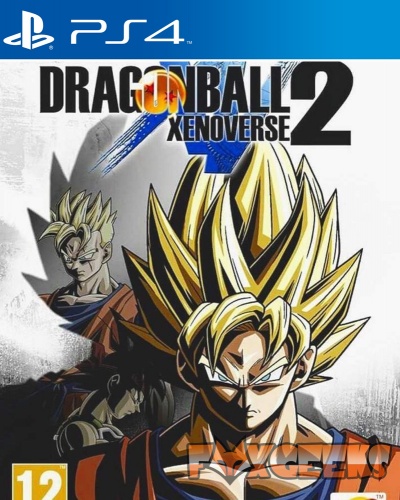 Capa do jogo PS4 Dragon Ball Xenoverse 2 com personagens anime e logotipo PlayStation
