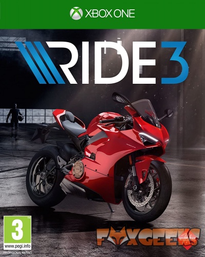 Capa do jogo RIDE3 para Xbox One com uma mota vermelha desportiva em fundo escuro