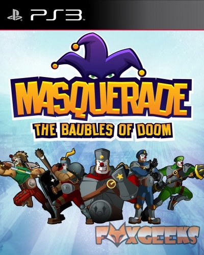 Capa do jogo PS3 Masquerade The Baubles of Doom com personagens de desenho animado