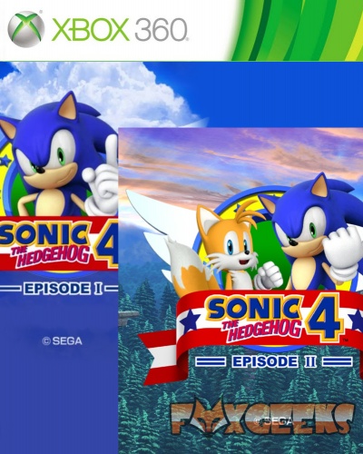 Capa e arte promocional dos jogos Sonic The Hedgehog 4 Episodes I e II para Xbox 360
