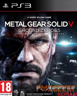Capa do jogo Metal Gear Solid V Ground Zeroes para PS3 com rosto do personagem principal e texto