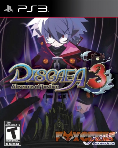 Caixa do jogo PS3 Disgaea 3 Absence of Justice com personagem e logos