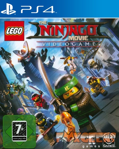 Capa do jogo LEGO The Ninjago Movie Videogame para PS4 com ninjas LEGO e selo PEGI 7+