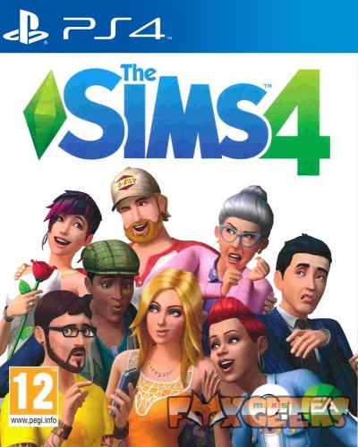 Capa do jogo The Sims 4 para PS4 com personagens animados diversos
