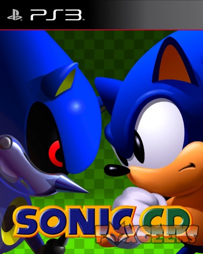 Capa de jogo PS3 Sonic CD com dois personagens azuis e fundo verde quadriculado