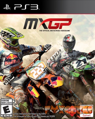 Capa do videojogo de motocross MXGP para PS3 com dois pilotos e motos em competição