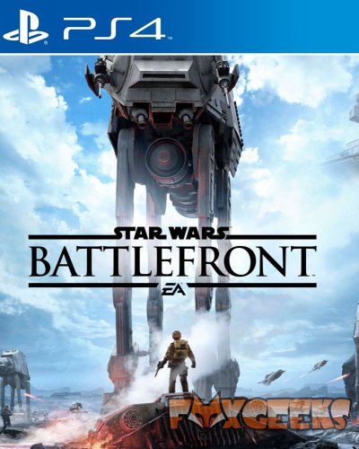 Capa do jogo PS4 STAR WARS BATTLEFRONT com soldado e robô gigante