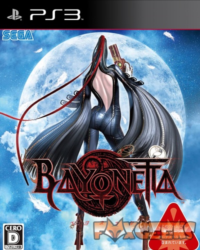 Capa do jogo Bayonetta para PS3 com personagem principal e lua ao fundo
