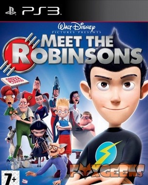 Capa do jogo PS3 Meet the Robinsons da Walt Disney Pictures com vários personagens animados