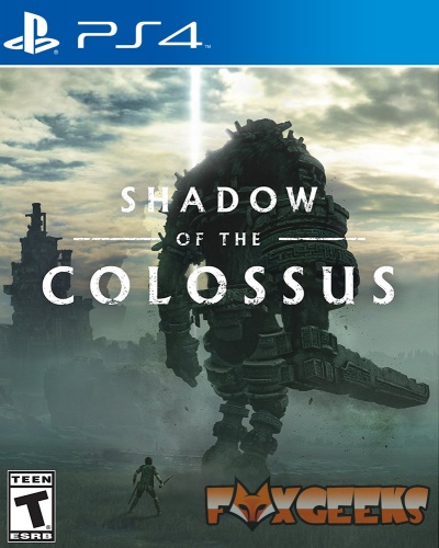 Caixa de jogo PS4 Shadow of the Colossus com criatura gigante e figura humana