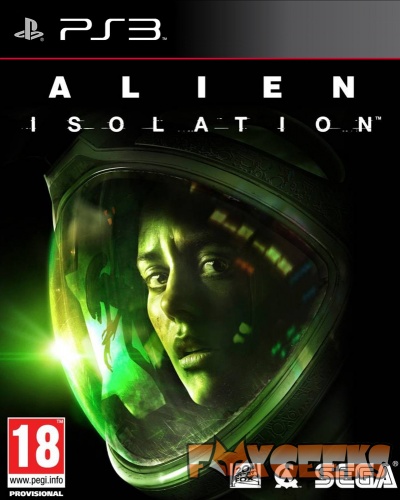 Capa do jogo ALIEN ISOLATION para PS3 com capacete espacial e alienígena em fundo negro