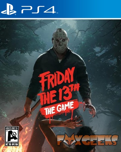 Capa do jogo PS4 Friday the 13th The Game com figura mascarada e machado