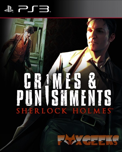 Capa do jogo CRIMES & PUNISHMENTS SHERLOCK HOLMES para PS3 com ilustração de dois homens