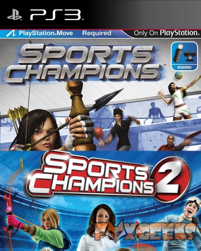 Capa do jogo Sports Champions e Sports Champions 2 para PlayStation 3 com desportistas a jogar