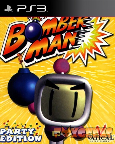 Capa do jogo Bomberman Party Edition para PS3 com personagem e bomba em destaque
