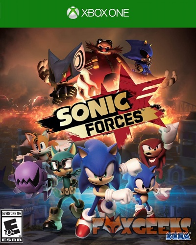 Capa do jogo Sonic Forces para Xbox One com personagens animadas e título