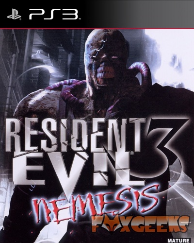 Capa do jogo Resident Evil 3 Nemesis para PS3 com personagem assustadora
