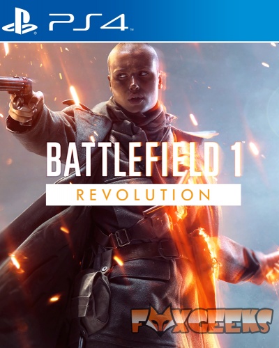 Capa do jogo PS4 Battlefield 1 Revolution com soldado e fogo