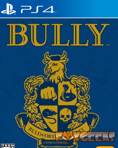 Capa do jogo PS4 Bully com brasão amarelo em fundo azul