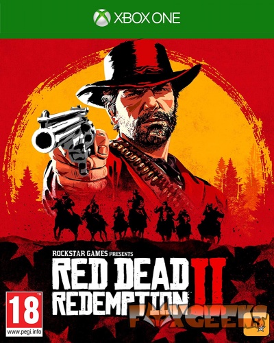 Capa do jogo Red Dead Redemption II para Xbox One com homem a apontar arma