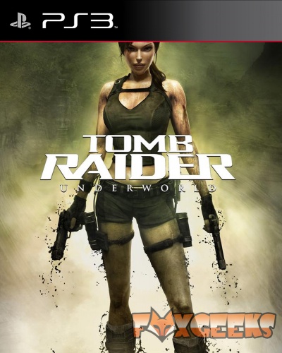 Capa do jogo TOMB RAIDER UNDERWORLD para PS3 com figura de Lara Croft