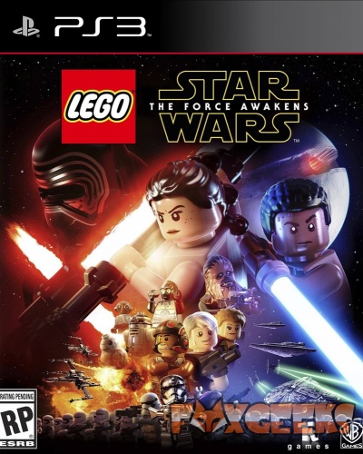 Capa do jogo LEGO Star Wars The Force Awakens para PlayStation 3 com personagens LEGO e fundo espacial