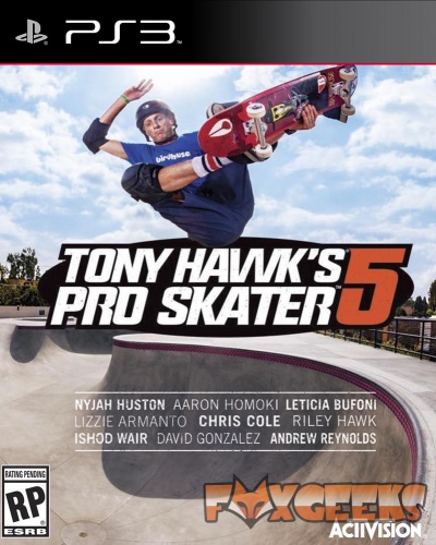 Capa do jogo Tony Hawk's Pro Skater 5 para PS3 com imagem de skater em manobra