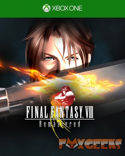 Capa de jogo Xbox One Final Fantasy VIII Remastered com espada e rosto masculino