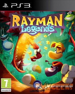 Capa do jogo Rayman Legends para PS3 com personagens de desenho animado coloridos