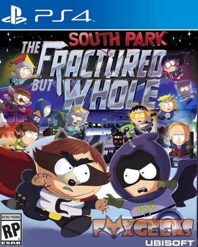 Capa do jogo South Park The Fractured But Whole para PS4 com personagens animados em fundo noturno
