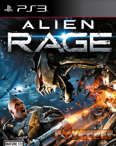 Capa do jogo Alien Rage para PS3 com um soldado e um robô alienígena em combate.