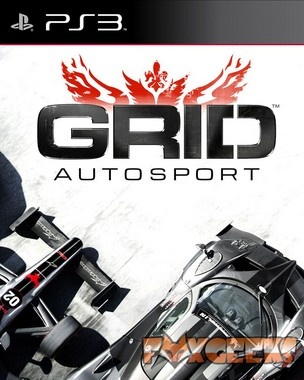 Capa do jogo GRID AUTOSPORT para PS3 com carros de corrida na imagem