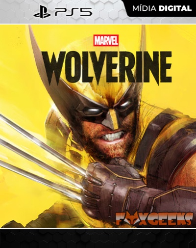 Capa digital PS5 do jogo Wolverine Marvel com personagem em fundo amarelo