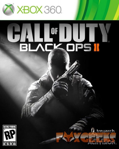 Capa do jogo Call of Duty Black Ops II para Xbox 360 com soldado e armas