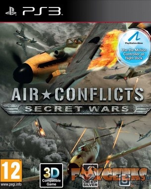 Capa do jogo Air Conflicts Secret Wars para PS3 com aviões de combate em cenário de guerra aérea.