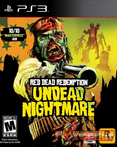 Capa do jogo PS3 Red Dead Redemption Undead Nightmare com zombi armado e texto em amarelo.